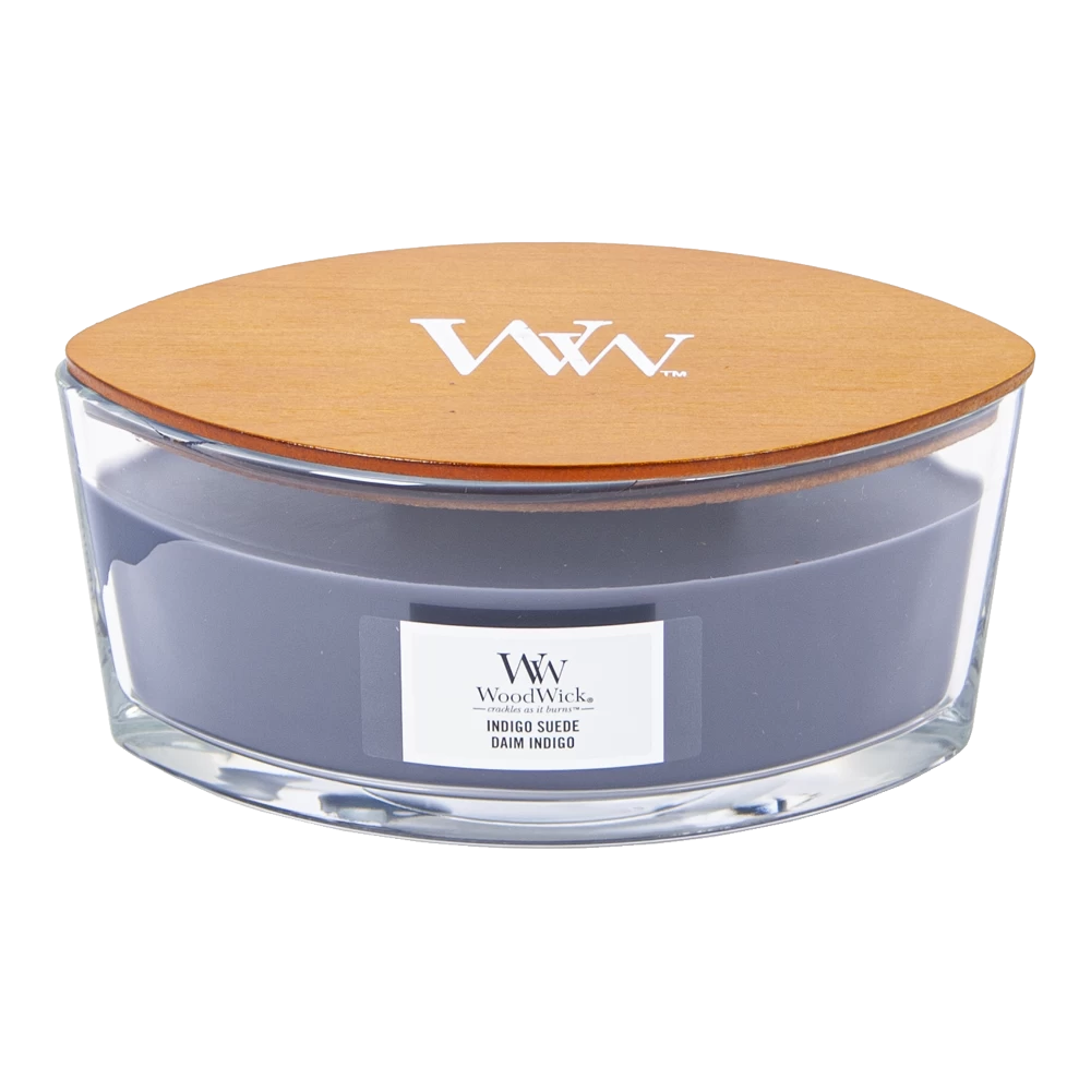 Woodwick Indigo Suede Ellipse Candle 1 Woodwick Indigo Suede Ellipse Candle