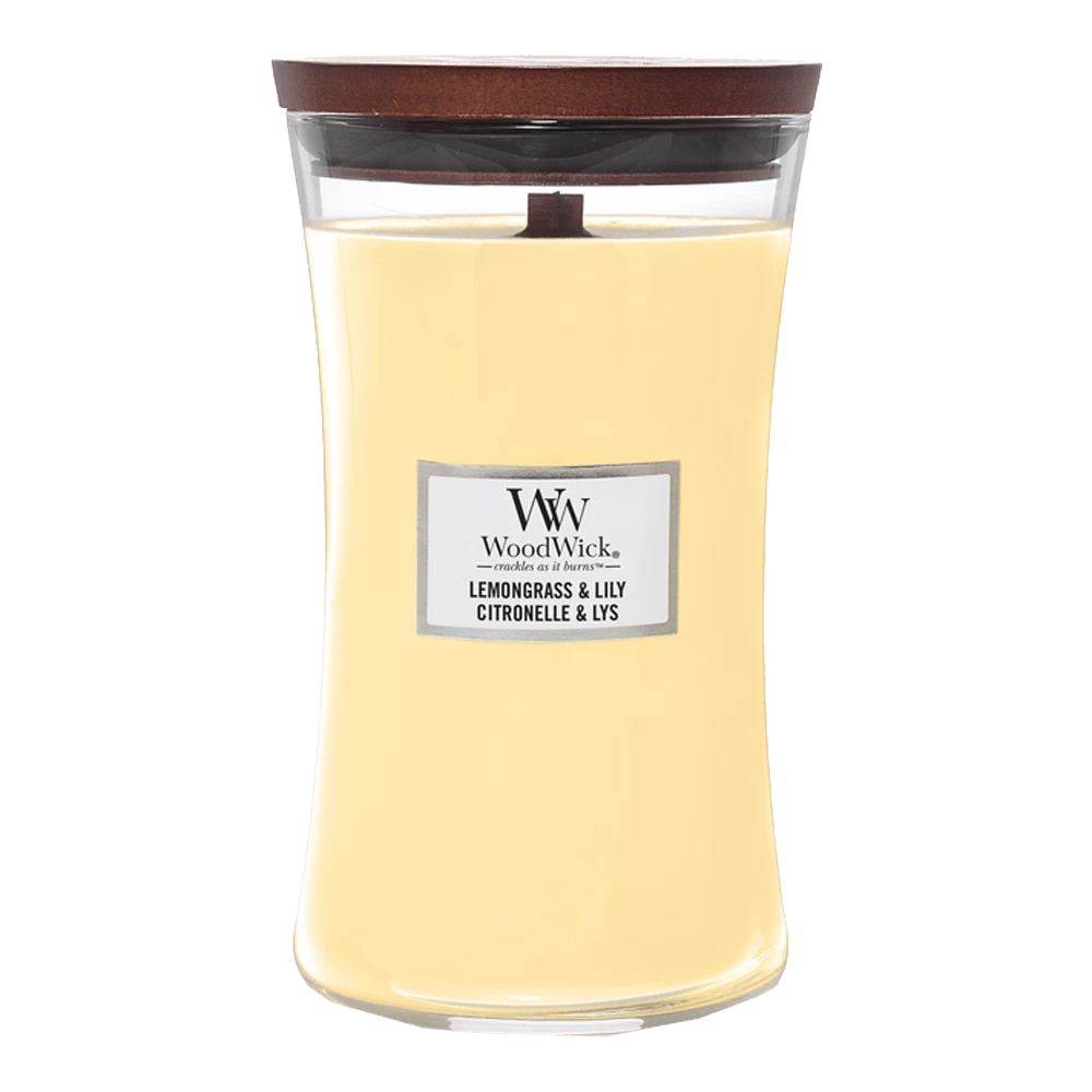 Woodwick Lemongrass & Lily Large Candle - Geurkaars 1 Woodwick Lemongrass & Lily Large Candle - Geurkaars