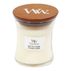 Woodwick White Tea & Jasmine Mini Candle - Geurkaars
