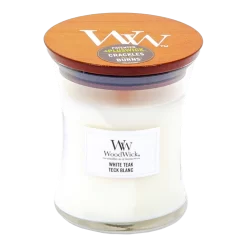 Woodwick White Teak Medium Candle - Geurkaars